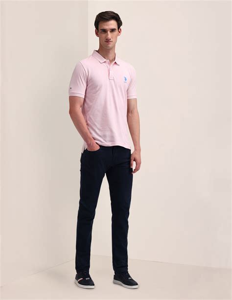 Buy Men Solid Slim Fit Polo Shirt Pink|U.S. Polo Assn. India