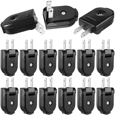 Flutesan 15 Pcs Extension Cord Replacement Plug 2 Prong 125V 15A Male ...