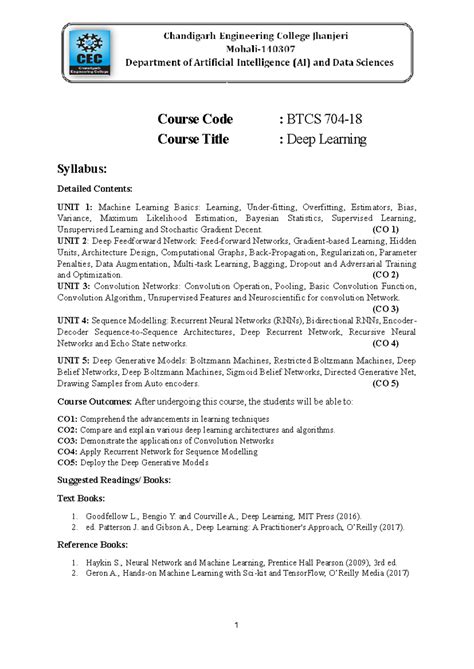 BTCS: Deep Learning Syllabus & Unit 1 Notes on Machine Learning - Studocu