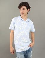 Buy American Eagle Men Blue Flex Pique Printed Polo Shirt Online - 39631506
