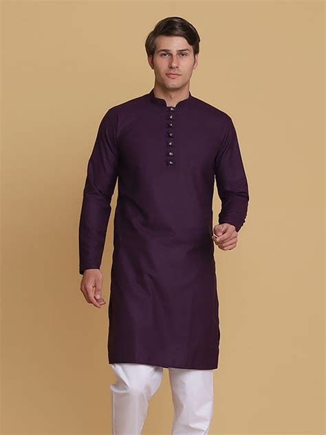 Men Purple solid Kurta – Tahvo India