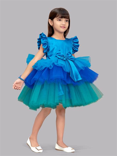Blue Layered Party Frock – Pink Chick