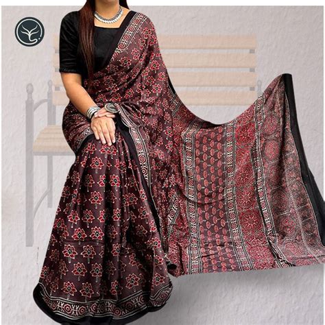 AJRAKH HAND BLOCK PRINTED SAREES & ACCESSORIES – Exotyq