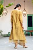 Yellow Applique Layered Nazam Kurta Set
