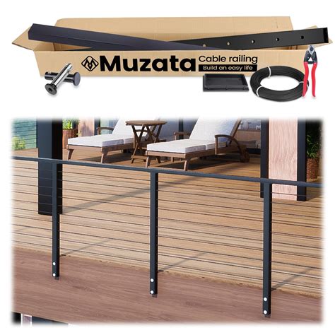 Snapklik.com : Muzata 3-66" Side Mount Black Complete Cable Railing Kit ...
