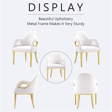 Buy ACEDÉCOR Luxury Upholstered Dining Chairs Set of 4, White Mohair ...