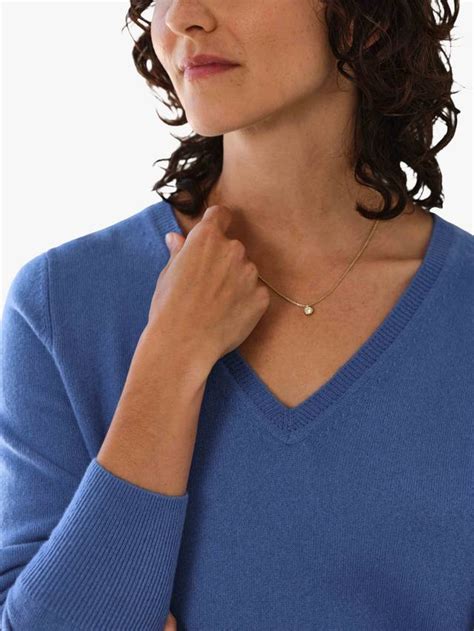 Pure Collection V-Neck Pure Cashmere Jumper, Bluebell