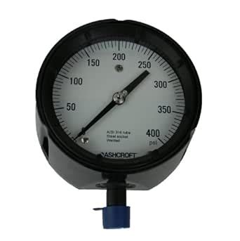 Ashcroft Duragauge Type 1279 Black Phenolic Case Pressure Gauge, 316 ...