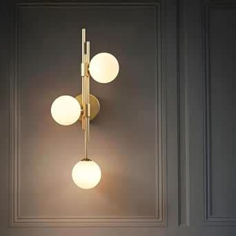 Kinis Modern Wall Sconce Light with 3 Glass Globe Shades, Gold Metal ...