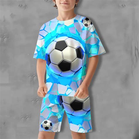 Boys 3D Graphic Football T-shirt & Shorts T-shirt Set Clothing Set ...
