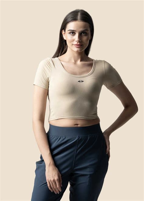 Buy Women’s Sleek Fit Crop Top Beige | STRCH India