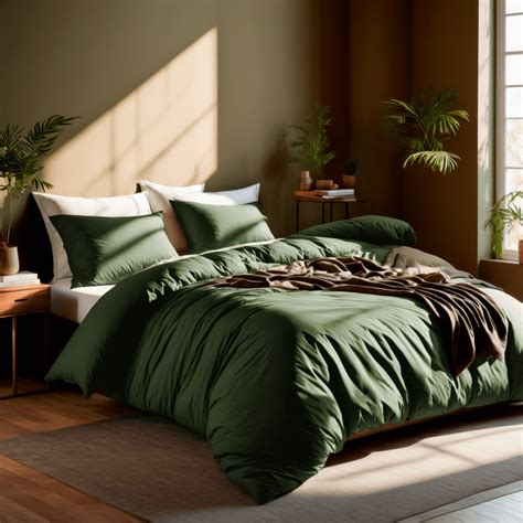 White Classic Avocado Dark Green Duvet Cover King Size Zipper Closure ...