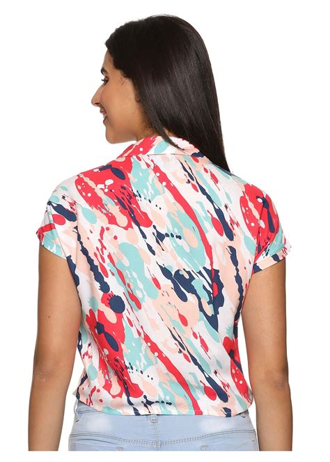 Tusok Women Cotton Floral Beach Tropical Knot Women Shirt