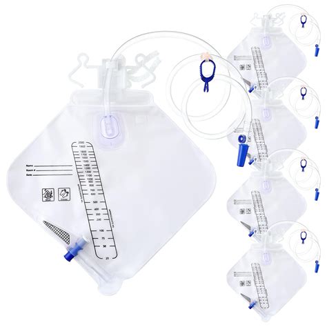 Snapklik.com : Dunkive 5 Pcs 2000ml Catheter Bags, Urinary Drainage Bag