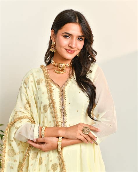 Buy Off White Embroidered Anarkali Suit Set for Women Online – Ambraee