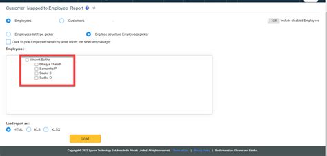 Generate Customer Mapped to Employee Report