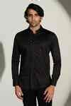 Buy Black Cotton Embroidery Slant Sally Lines Placement Shirt For Men ...