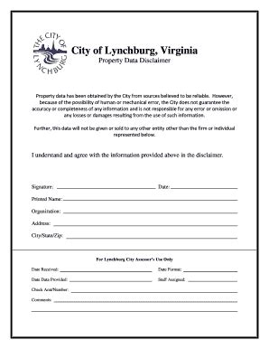 Property Data Disclaimer Form - City Of Lynchburg - Lynchburgva - Fill ...