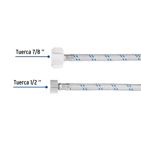 Manguera p/WC, aluminio, 1/2 x 7/8, 60 cm, plástico/latón - Truper ...