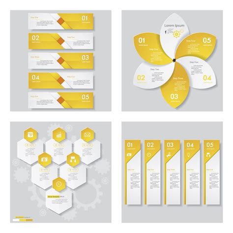Collection of 4 yellow color design template. | Premium Vector