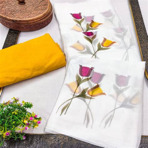 Soft White Floral Georgette Saree Designed for Partywear Looks