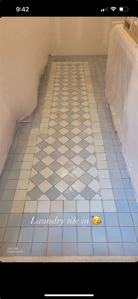 Blue and White Tile Floor