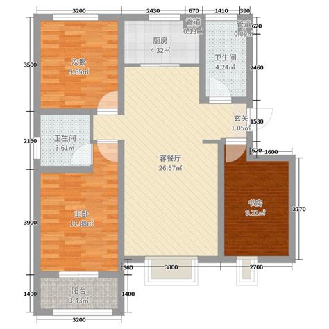 中山尚城3室2厅2卫1厨113平米户型图解析_装修设计方案-石家庄上善美居装饰公司