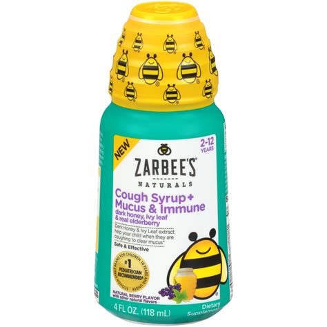 Zarbee’s Naturals Children’s Cough Syrup + Mucus + Immune Daytime, 4 oz