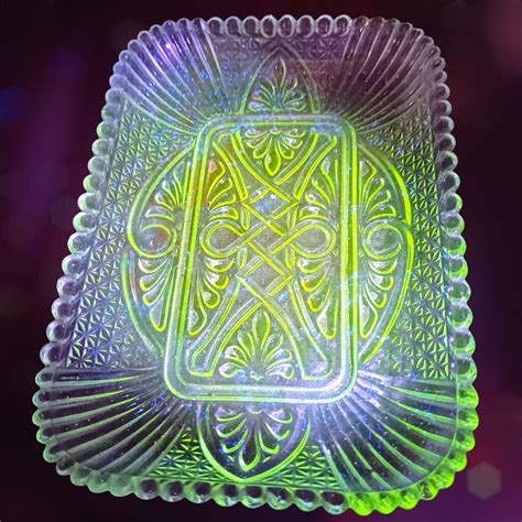Early 1900s UV Reactive Uranium Glass Plate Marked "S. Itonaga" (Design ...