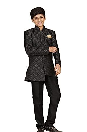 Buy AJ DEZINES Kids Indo Western Floral Jacquard Sherwani Set For Boys ...