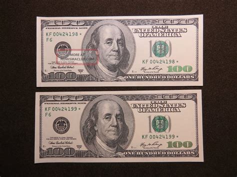 2006 A $100 Us Dollar Bank Note 00424198/99 Replacement Star Bill ...