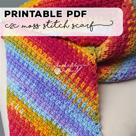 Crochet C2C Moss Stitch Scarf PDF PATTERN — Hooked by Robin
