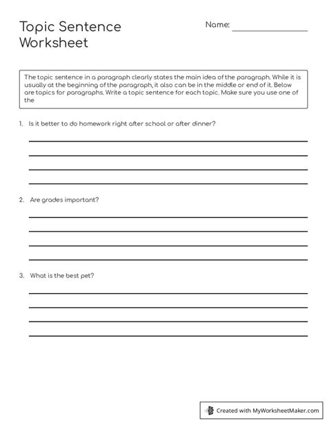 Image result for Topic Worksheet