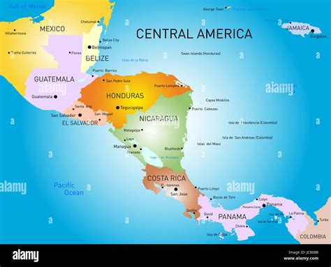Labelled Map Of Central America