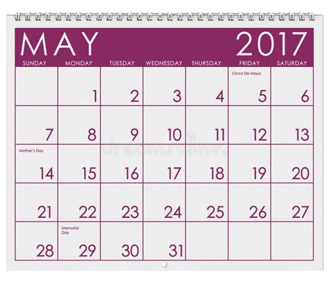 2017年：日历：月份的5月 库存例证. 插画 包括有 空白的, 日期, 日历, 可以, 计划, 夏天, 查出 - 83483786