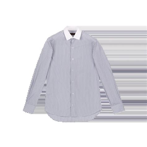 Blue striped white collar shirt