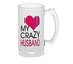 Buy Khakee Crazy Husband Theme Glass Beer Mug(500 ml) Online at Low ...