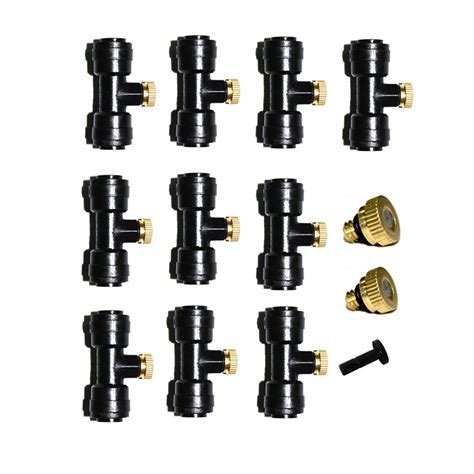 1/4' Slip-Lock, Outdoor Misting Nozzle Tees, Water Brass Misting Mister ...