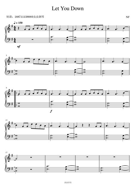 Let You Down钢琴简谱 数字双手-虫虫钢琴