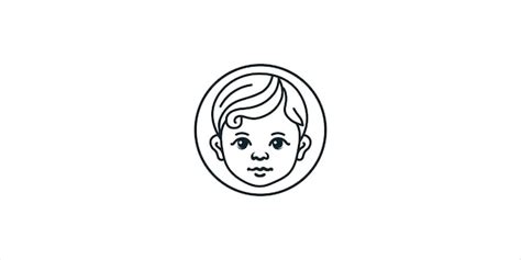Vector baby face line art logo cute child in circular frame | Premium ...