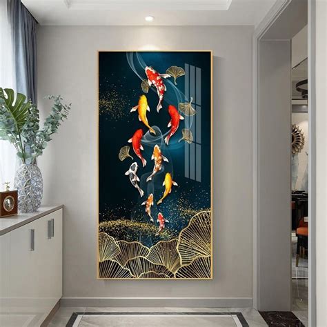 Extra Large Tempered Glass Wall Art Colorful Fish Framed Wall Decor ...