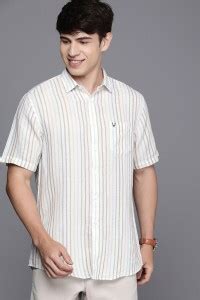 Allen Solly Men Striped Casual Cream Shirt - Buy Allen Solly Men ...