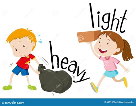 Opposite Adjectives Heavy and Light Stock Vector - Illustration of ...
