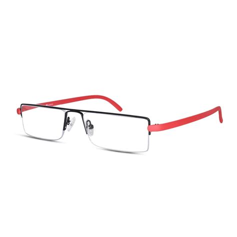 Readers Matte Black - Red Half Rim Rectangle – LensKandy