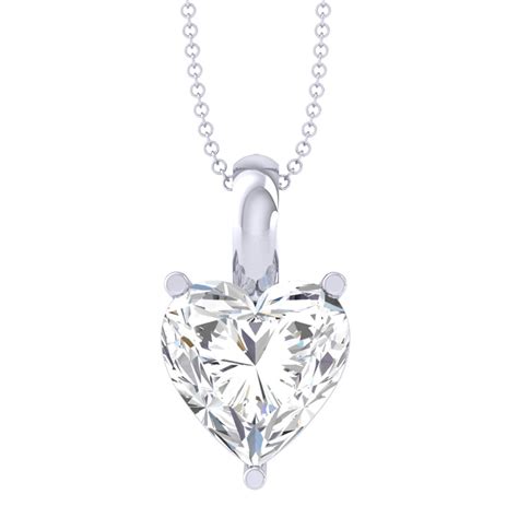 Clara 92.5 Sterling Silver White Gold Plated Heart Solitaire Pendant ...
