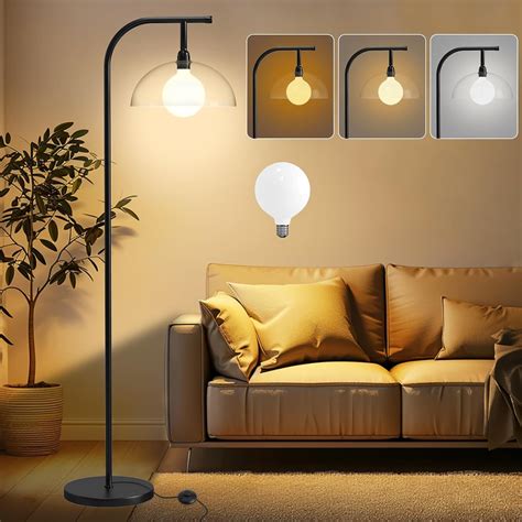 Marlrin Industrial Metal Floor Lamp with Acrylic Shade, 12W LED Bulb ...