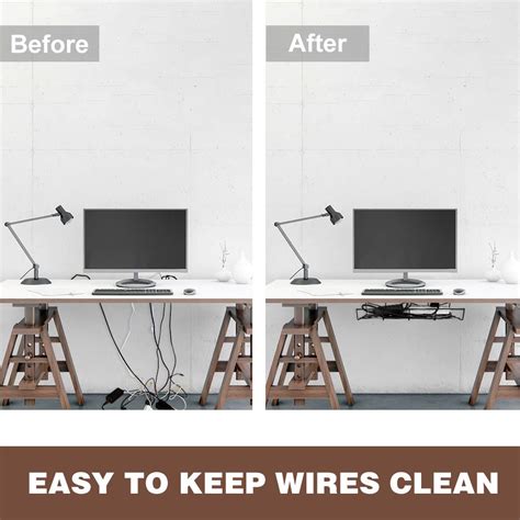 Erytlly 2 Pack Under Desk Cable Management Under Desk Cable Tray ...