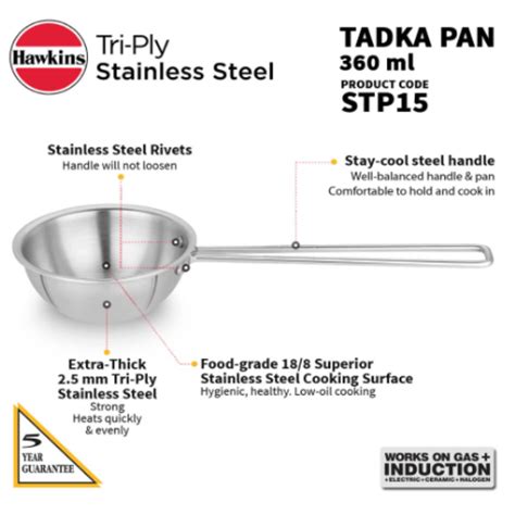 Buy Now Hawkins 1.5 Cup Tadka Pan, 360 ml Triply Stainless Steel STP15 ...
