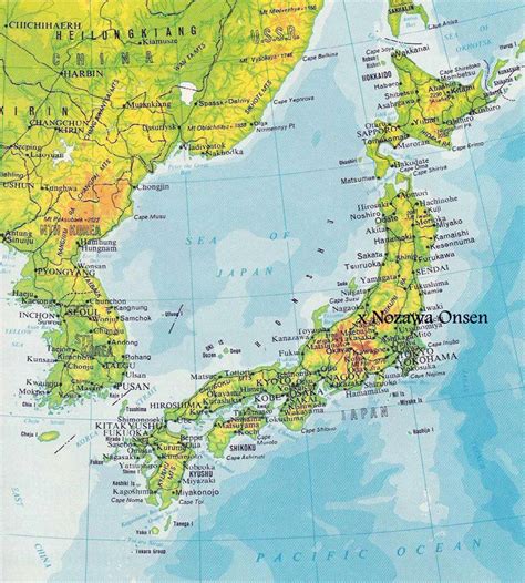 Elevation map of Japan with roads and cities | Japan | Asia | Mapsland ...