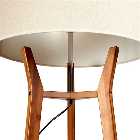 Tripod Floor Lamp with Double Shelf and Beige Shade 168cm - Jarri Lights